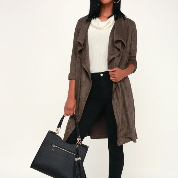 Lulus Jackets & Blazers - Lulu's City of Trees Faux Suede Jacket Size Small